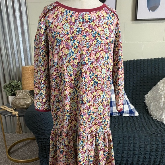 Matilda Jane Burgundy Floral drop waist dress size 8 - Picture 3 of 6